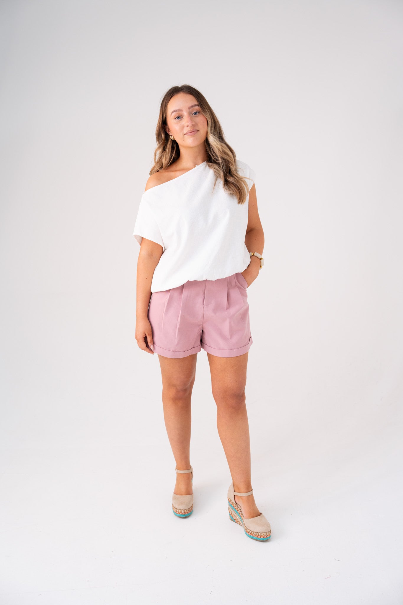 Kiera Linen Effect Top In White
