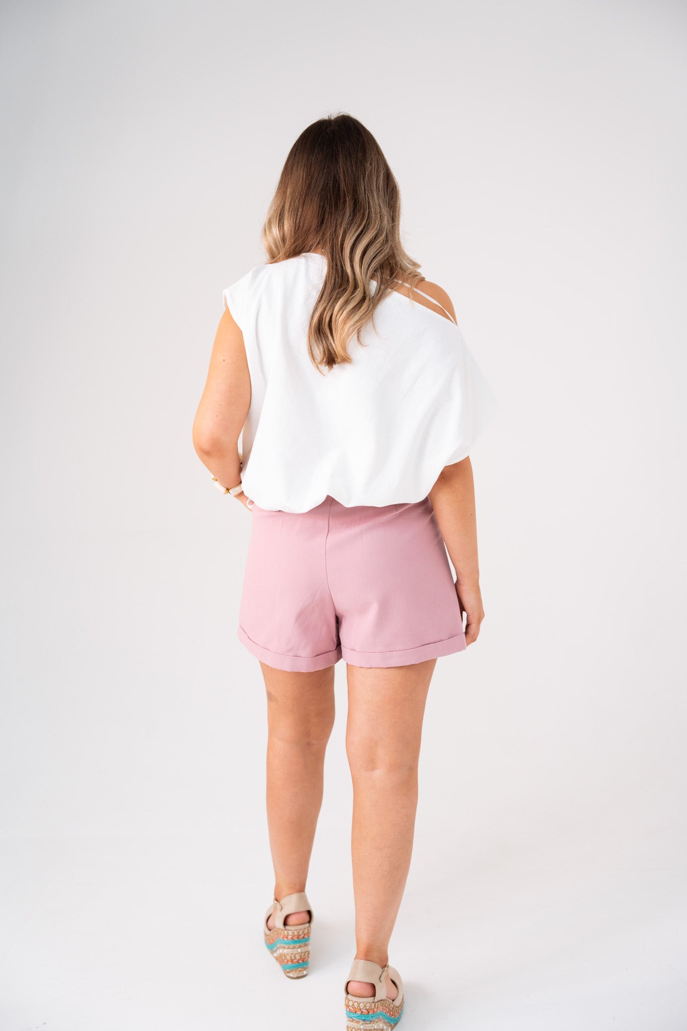Kiera Linen Effect Top In White