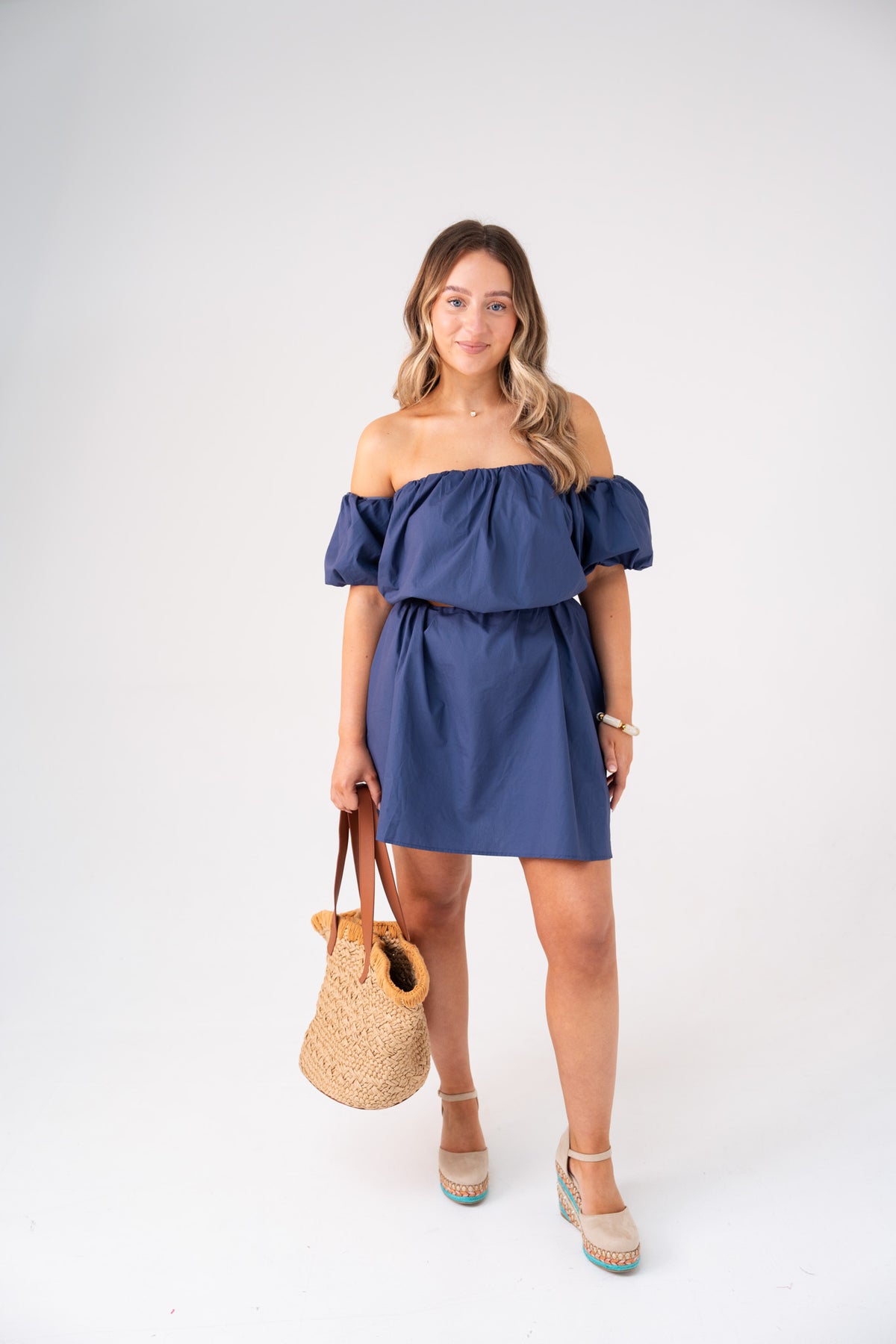 Millie Bardot Dress In Navy