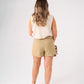 Kiera Pleat Front Shorts In Khaki