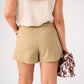 Kiera Pleat Front Shorts In Khaki