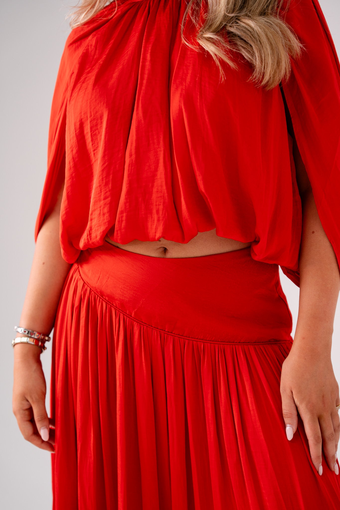 Millie Bubble Hem Top In Red