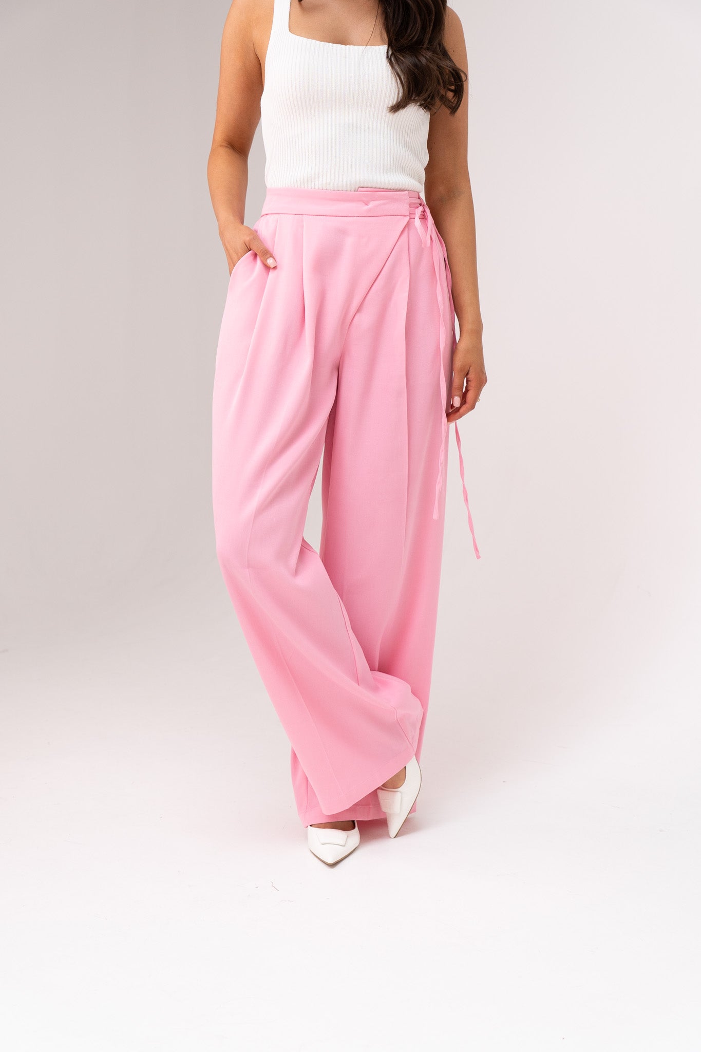 Willow Tie Waist Trousers In Pink
