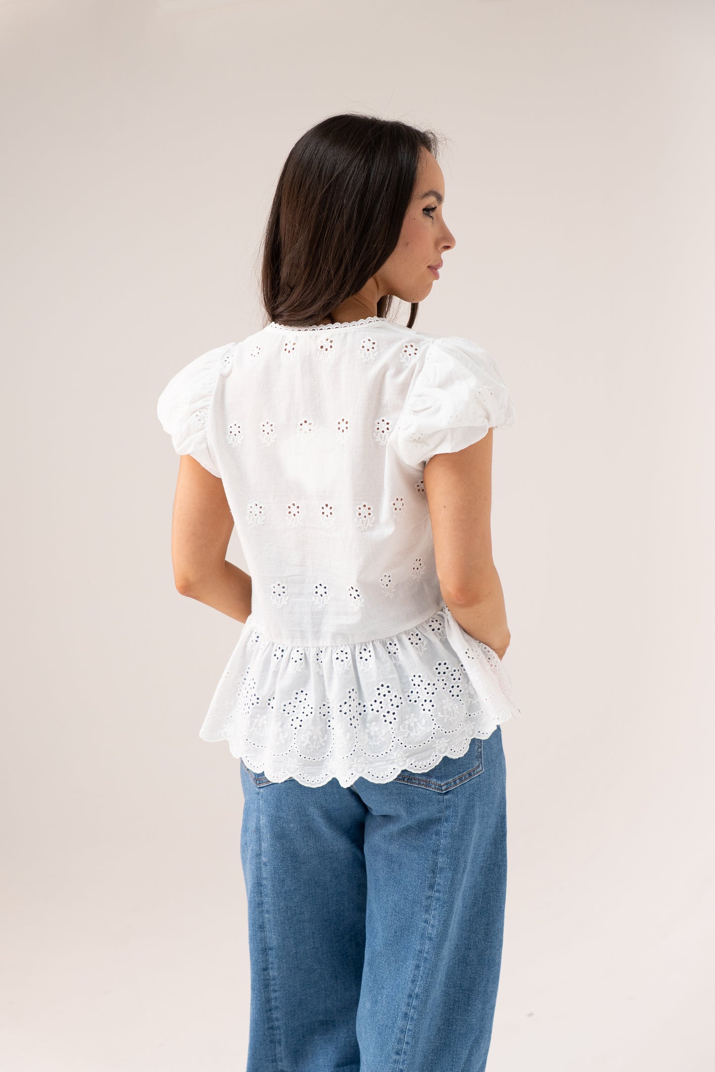 Maria Puff Sleeve Blouse In White