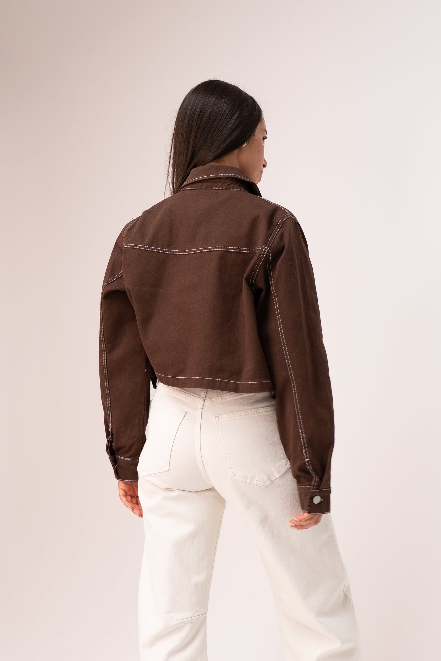 Polly Crop Jacket In Chocolate