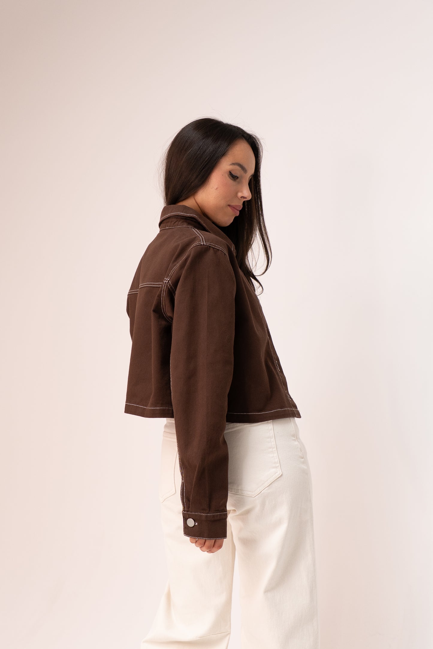 Polly Crop Jacket In Chocolate