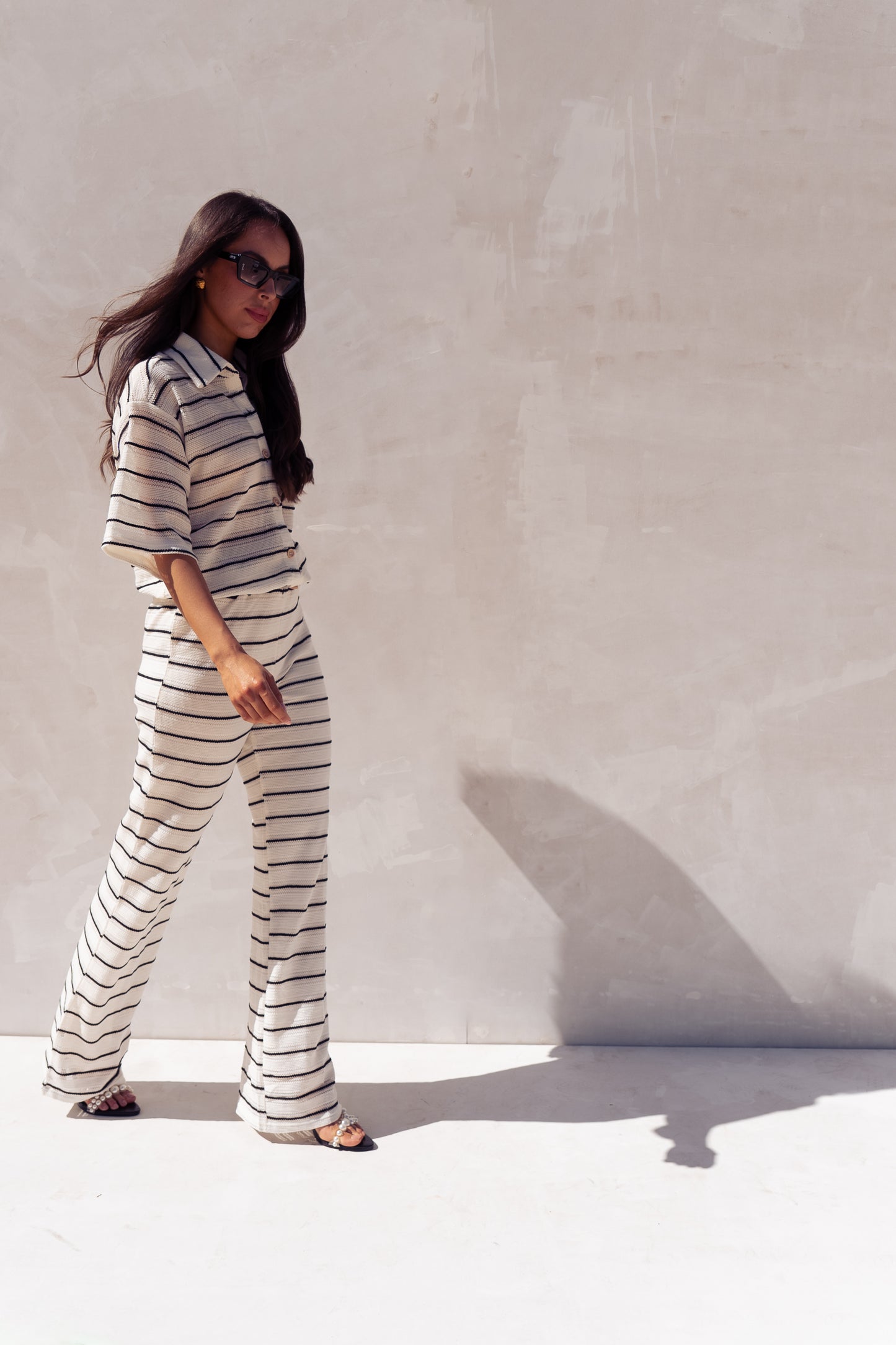 Erica Crochet Trousers In Mono Stripe