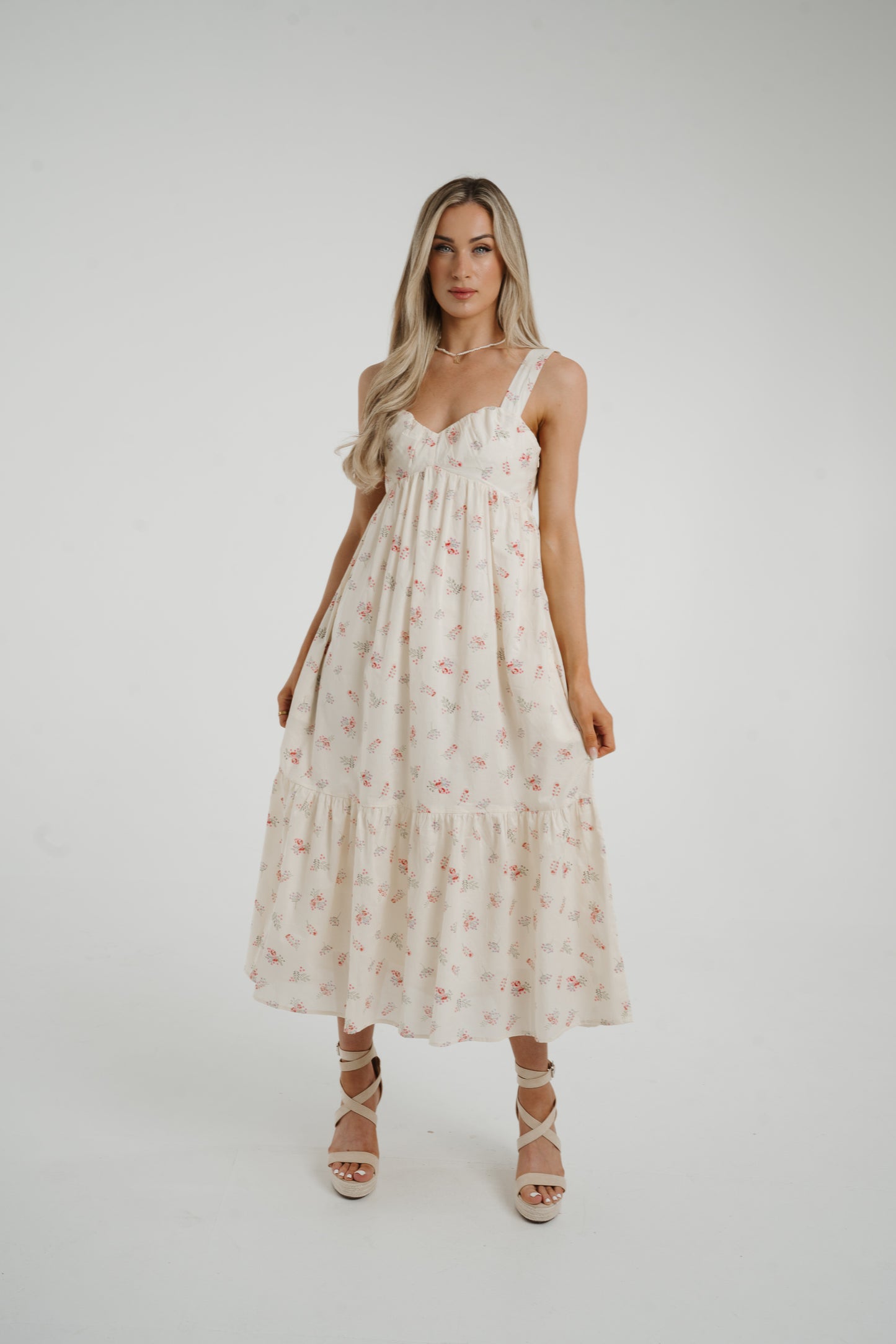 Daisy Pink Floral Dress In Cream