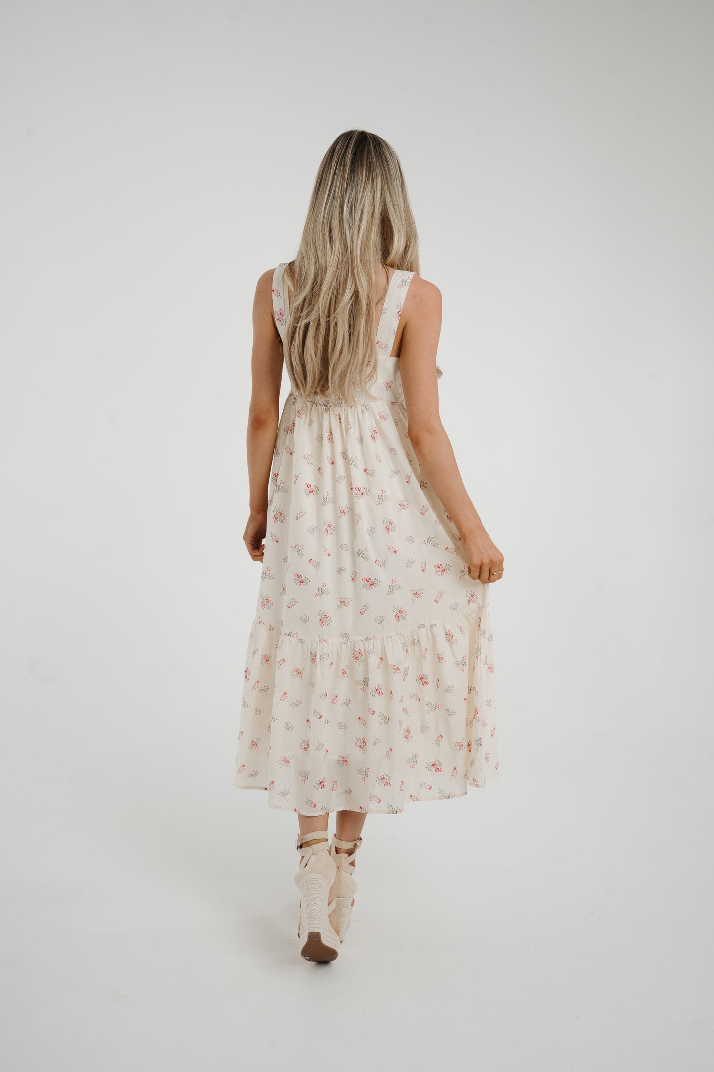 Daisy Pink Floral Dress In Cream