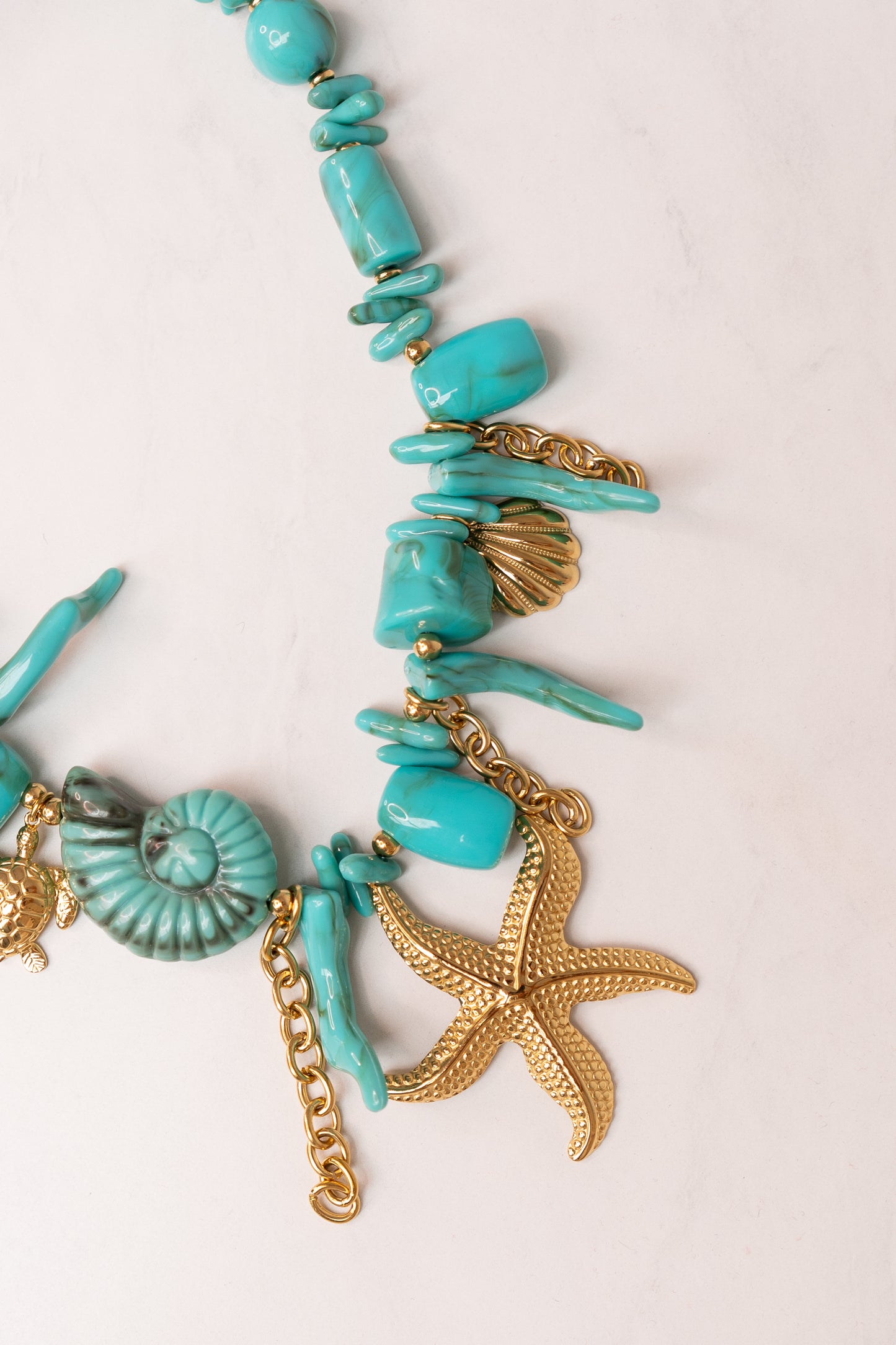 Olive Starfish Charm Necklace In Turquoise