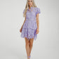 Flynn Puff Sleeve Lace Dress In Lilac