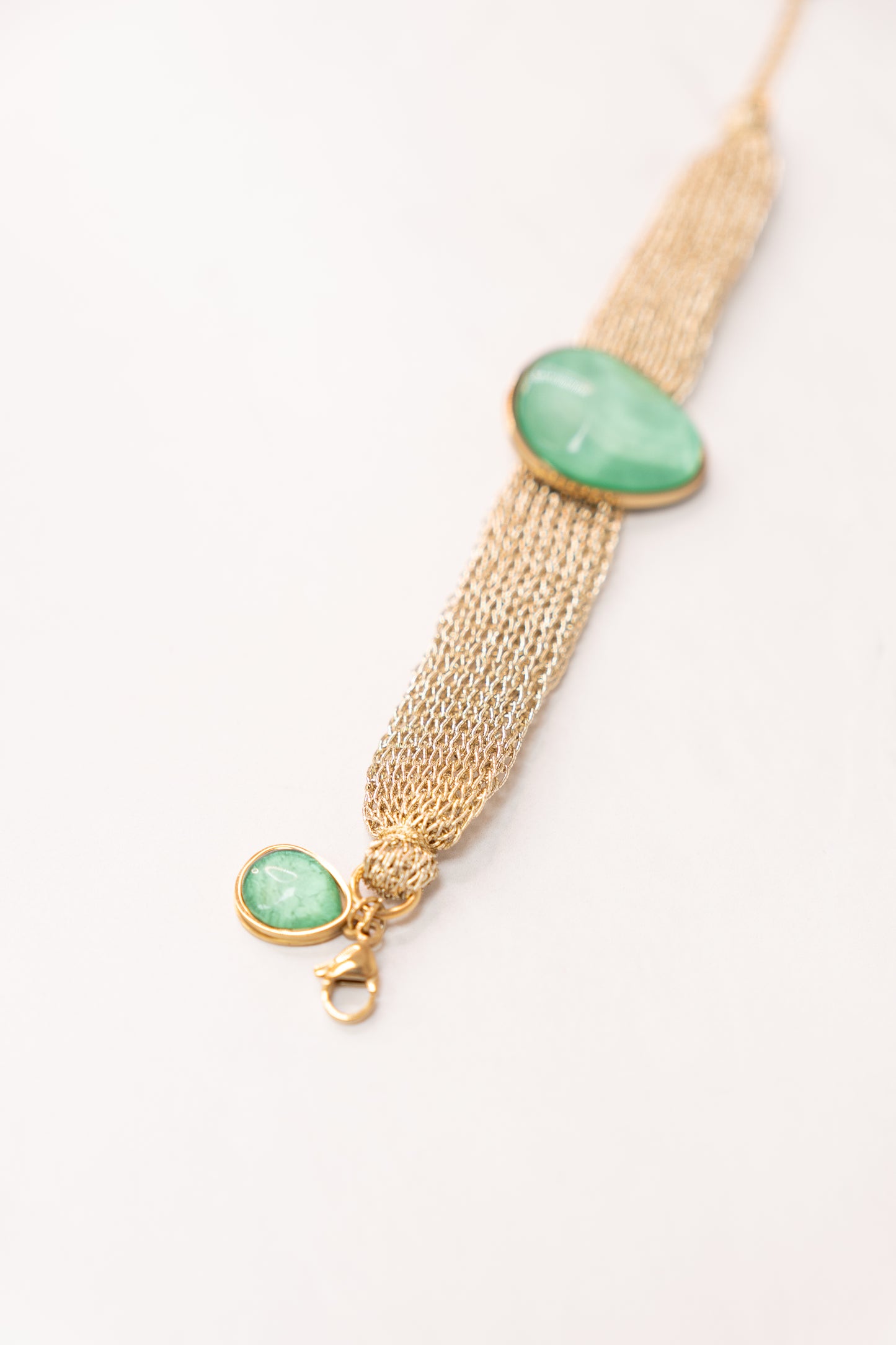 Olive Layered Chain Gemstone Bracelet In Turquoise