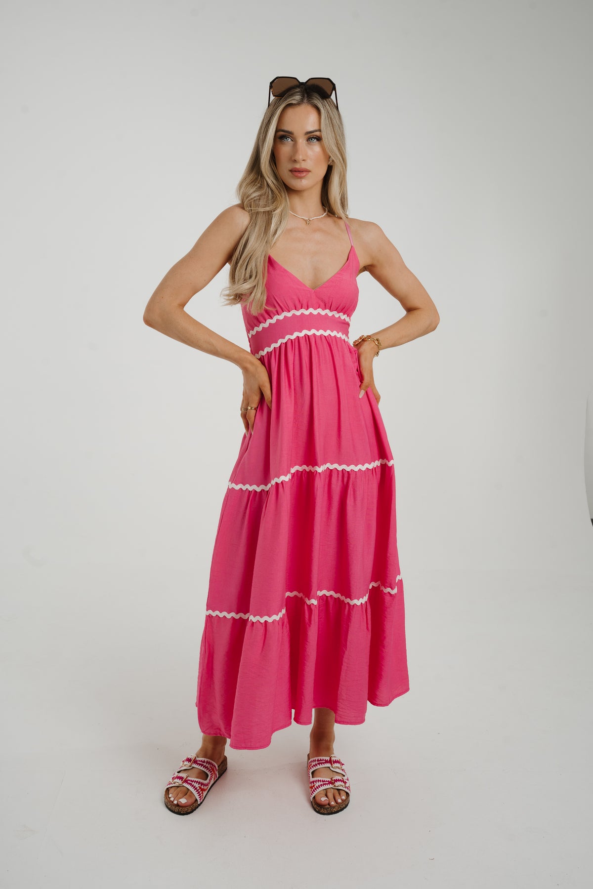 Caitlyn V-Neck Sun Dress In Fuchsia