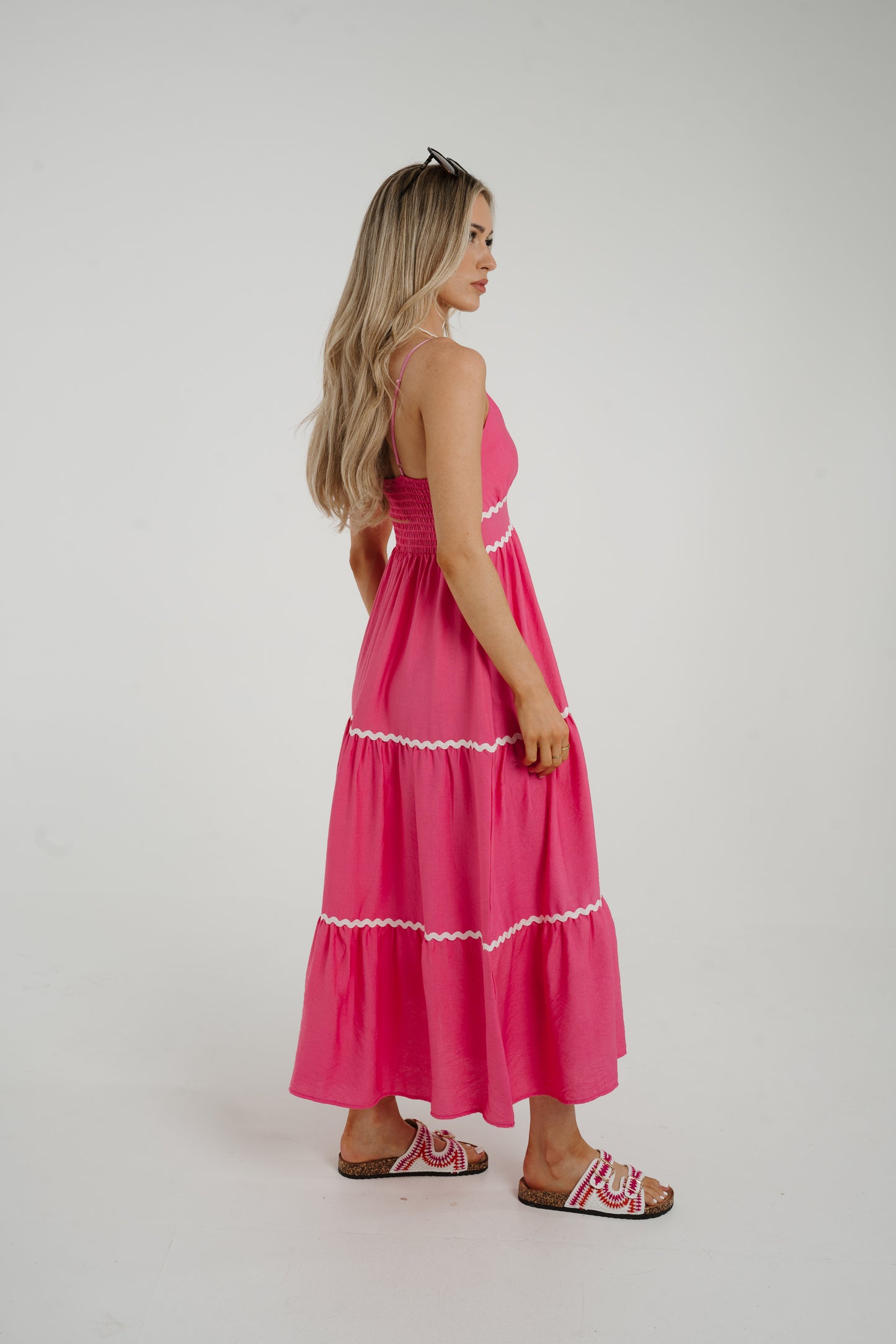 Caitlyn V-Neck Sun Dress In Fuchsia