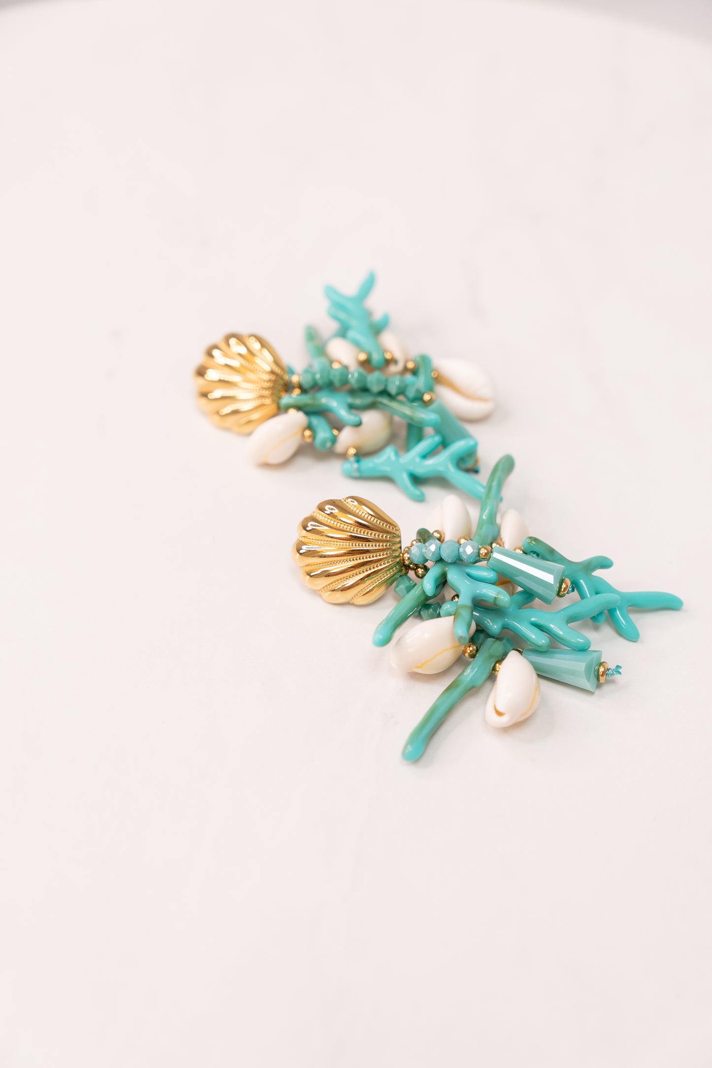 Olive Cluster Coral Earrings In Turquoise