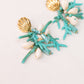 Olive Cluster Coral Earrings In Turquoise