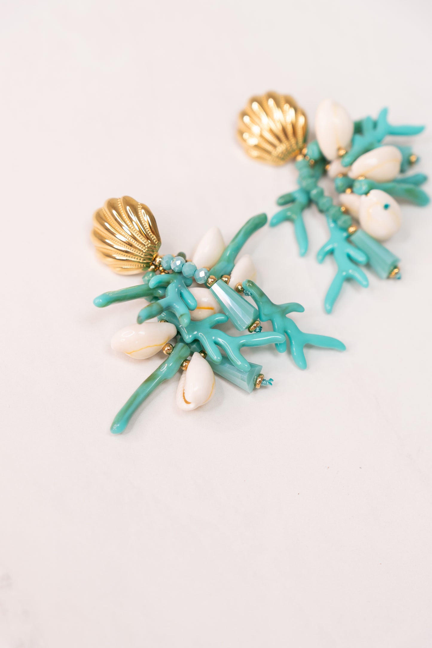 Olive Cluster Coral Earrings In Turquoise