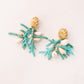 Olive Cluster Coral Earrings In Turquoise