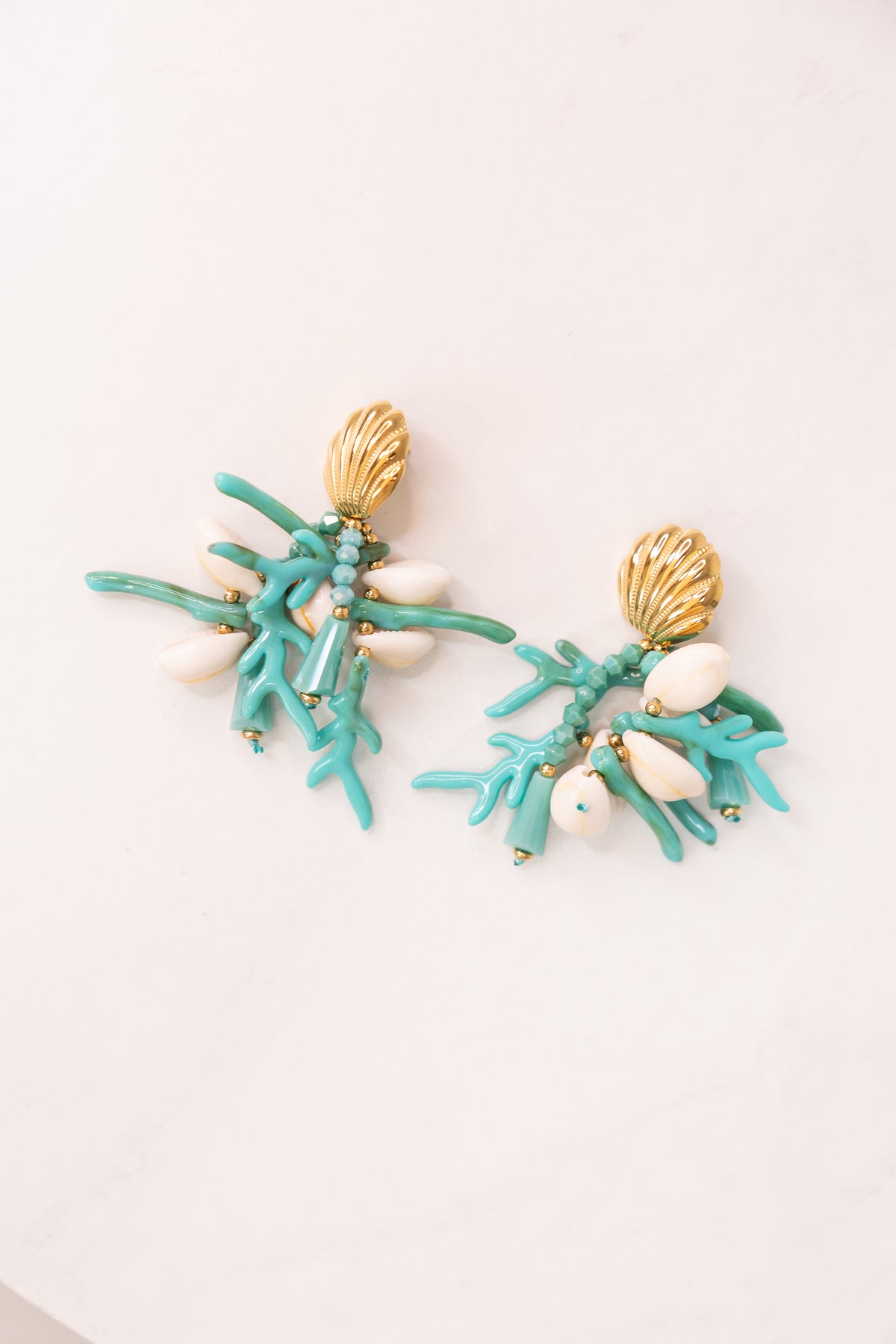 Olive Cluster Coral Earrings In Turquoise