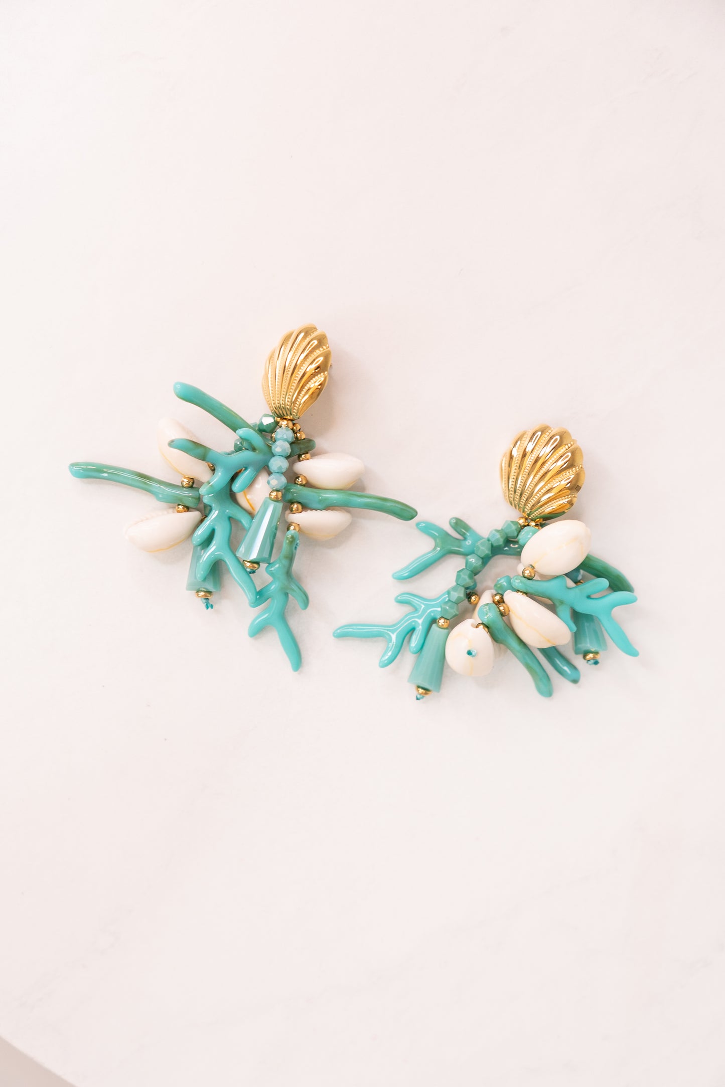 Olive Cluster Coral Earrings In Turquoise