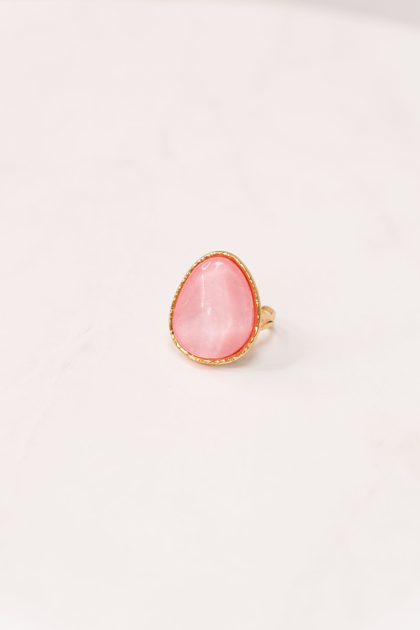 Olive Large Gemstone Ring In Pink