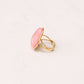 Olive Large Gemstone Ring In Pink