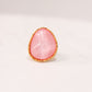 Olive Large Gemstone Ring In Pink