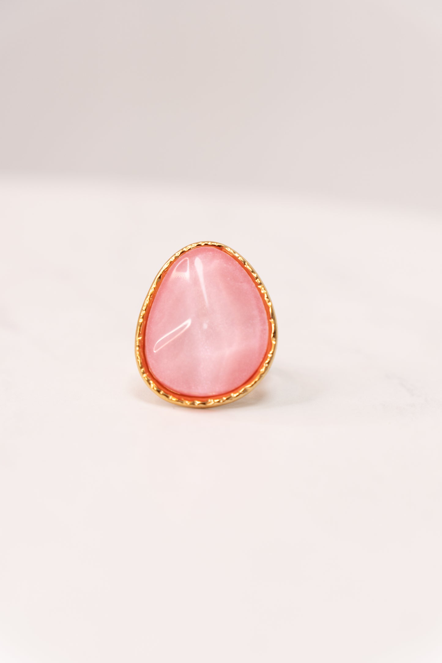 Olive Large Gemstone Ring In Pink