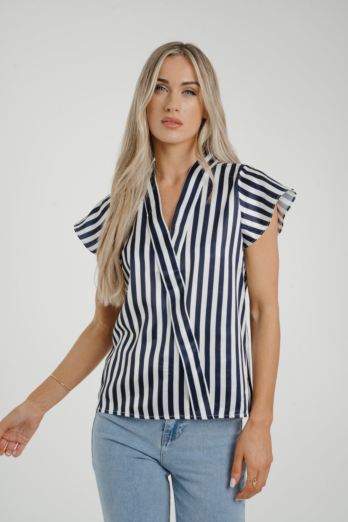 Maria Striped Blouse In Navy Mix