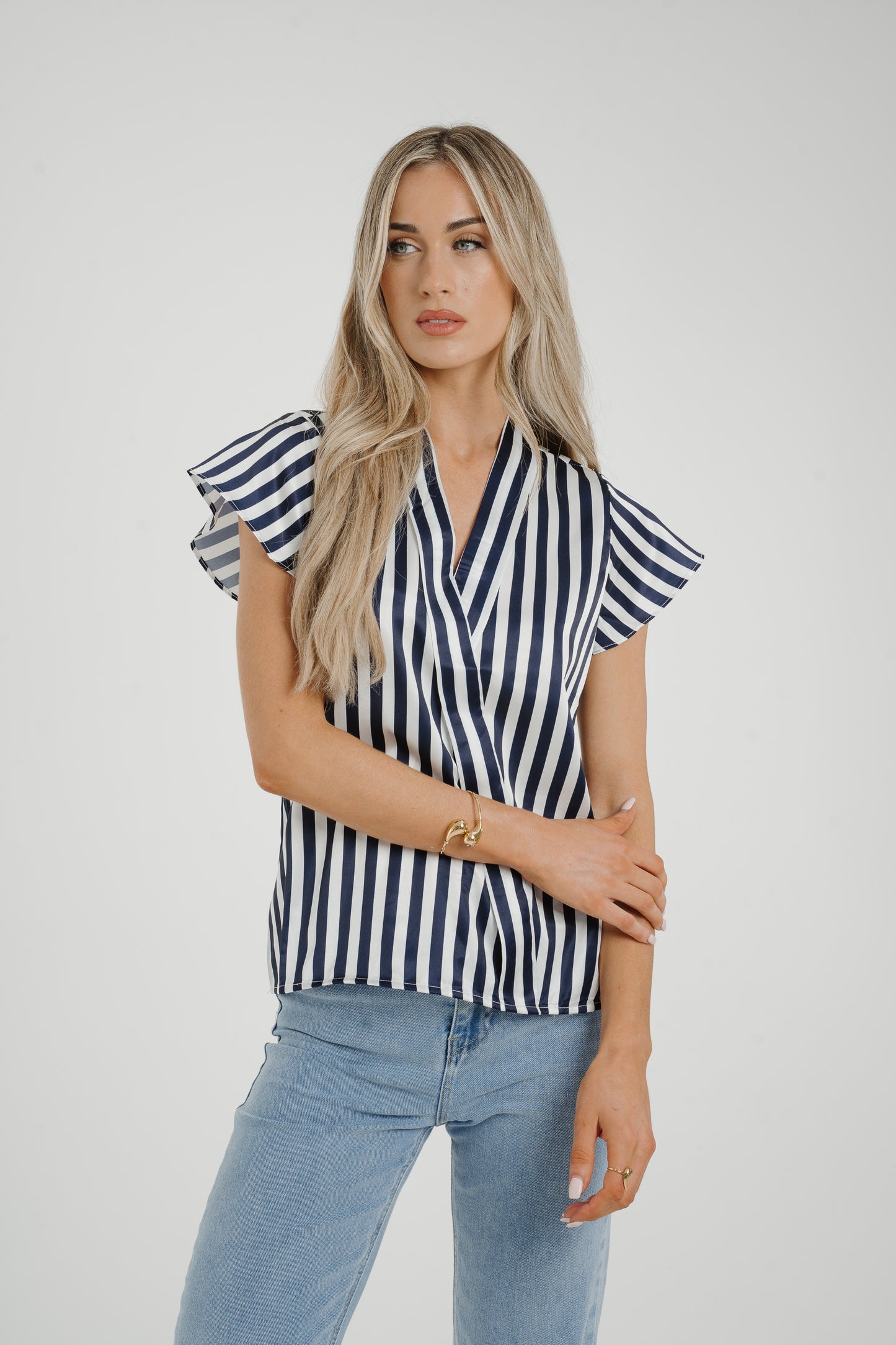 Maria Striped Blouse In Navy Mix