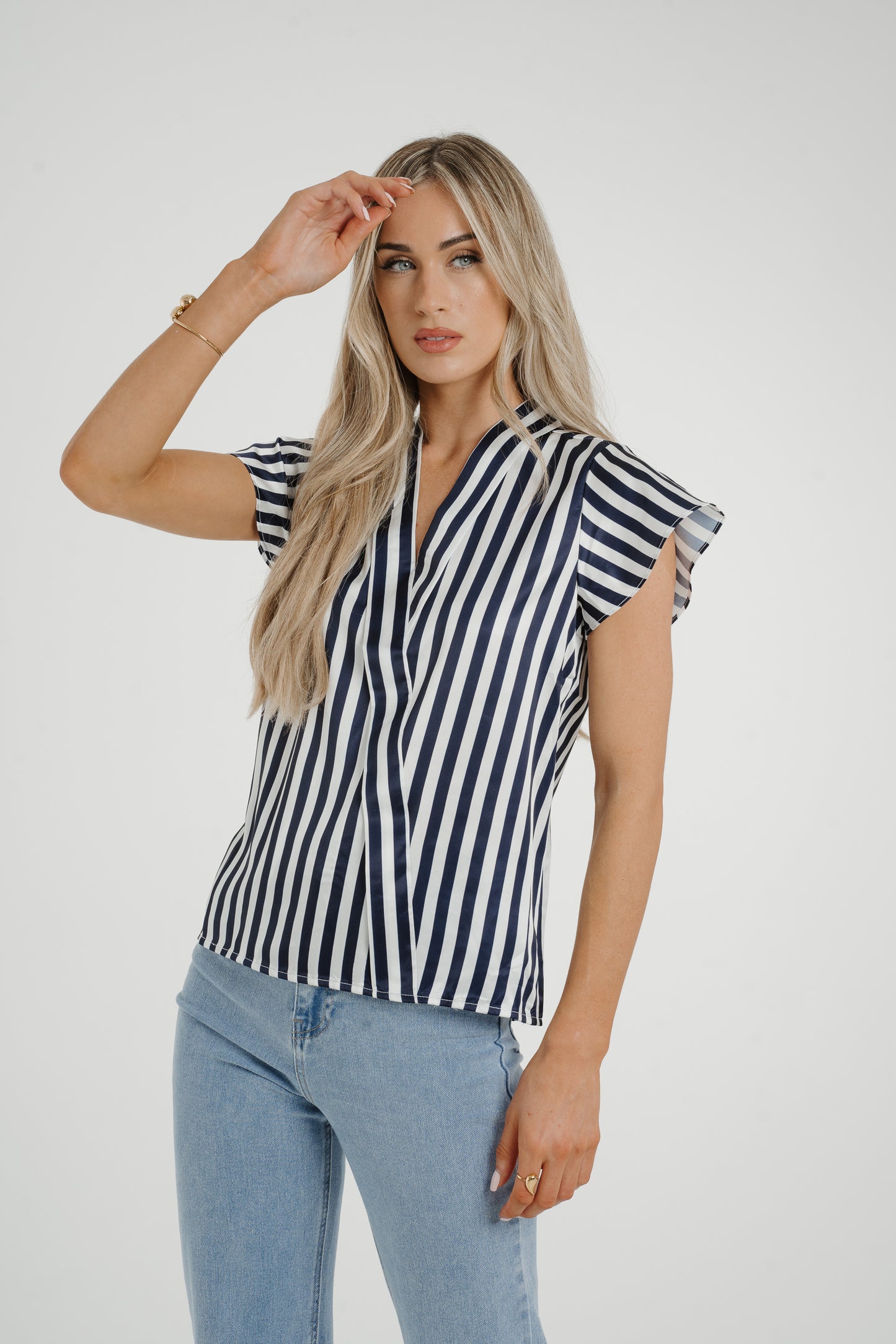 Maria Striped Blouse In Navy Mix