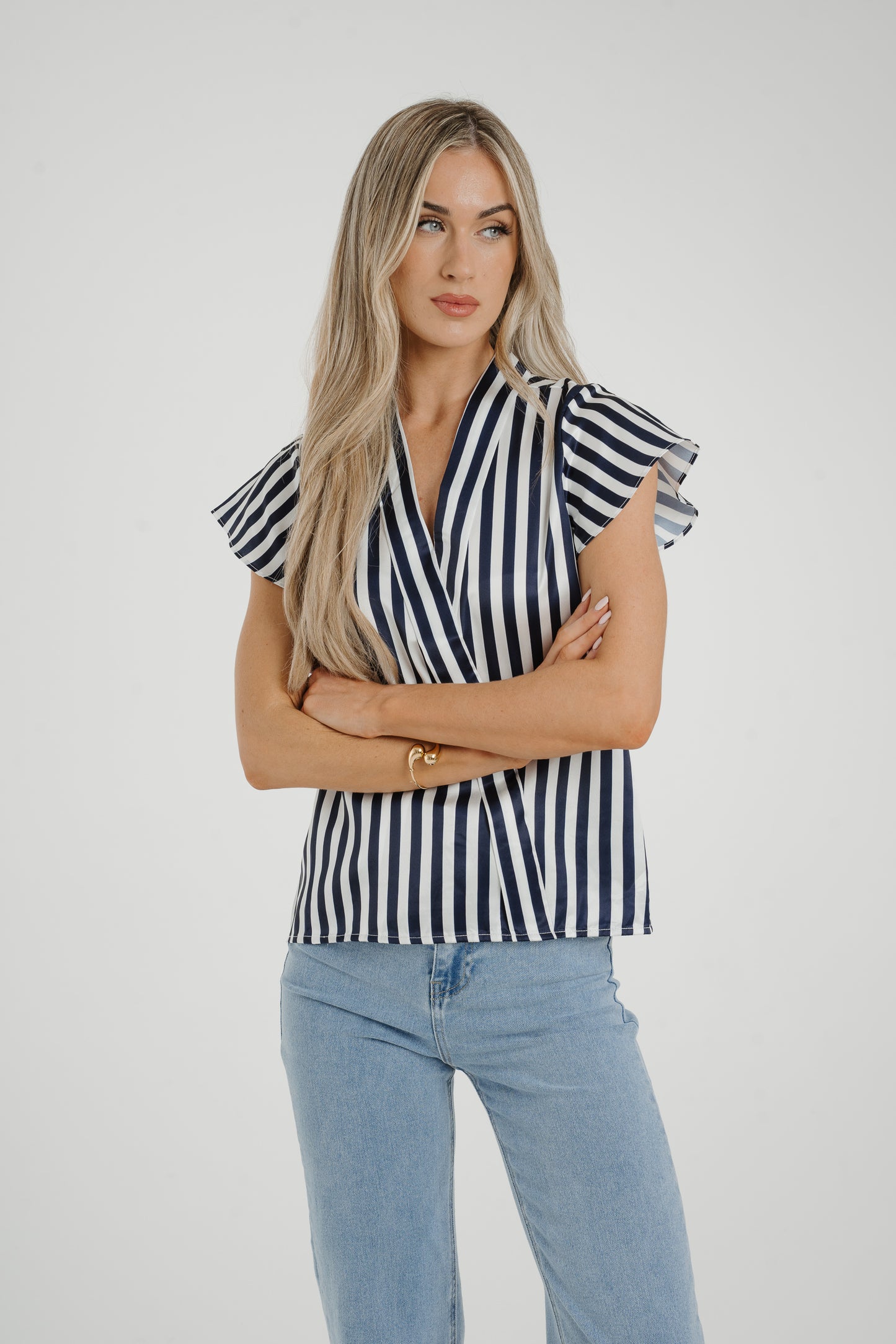 Maria Striped Blouse In Navy Mix