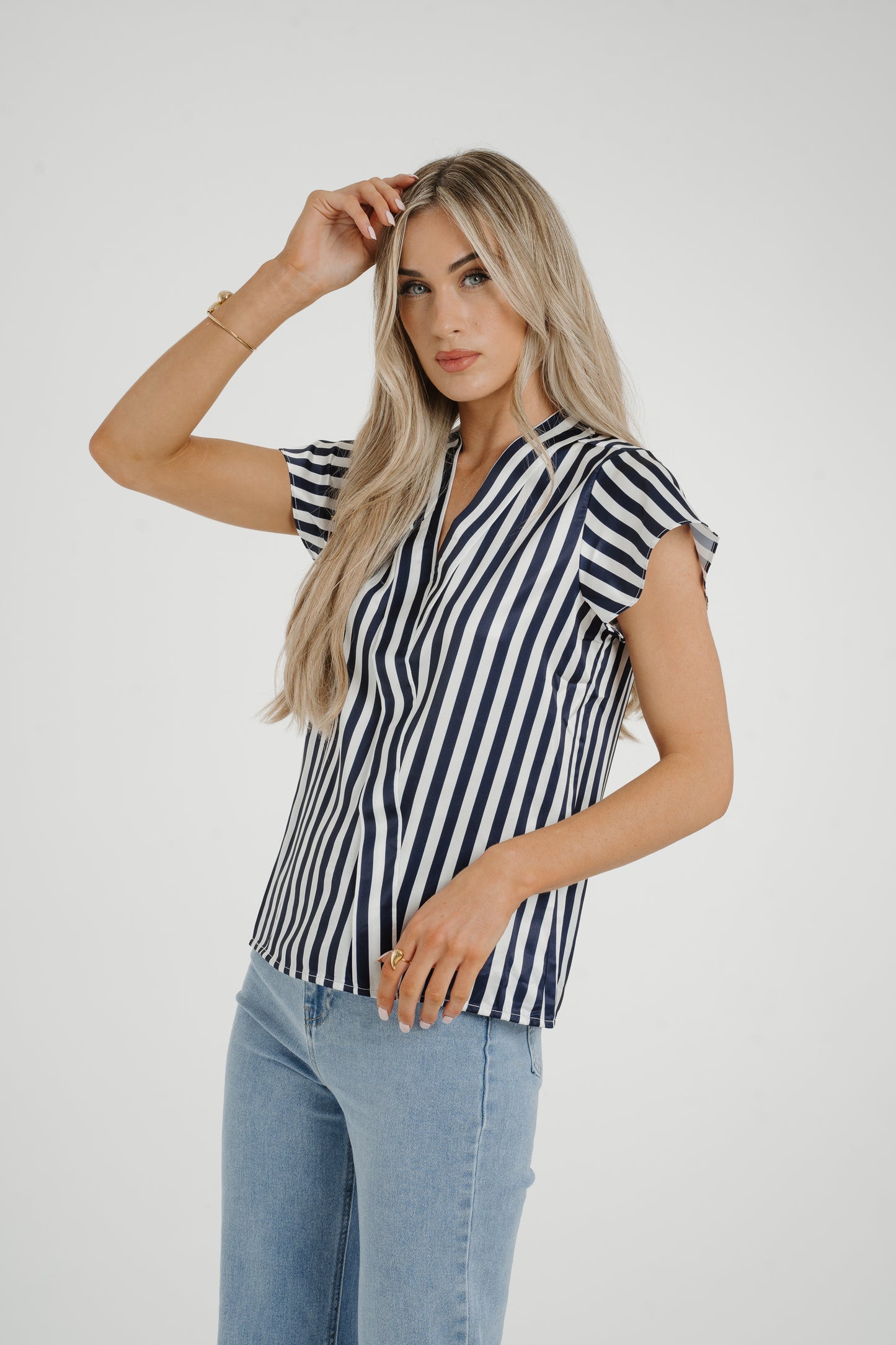 Maria Striped Blouse In Navy Mix