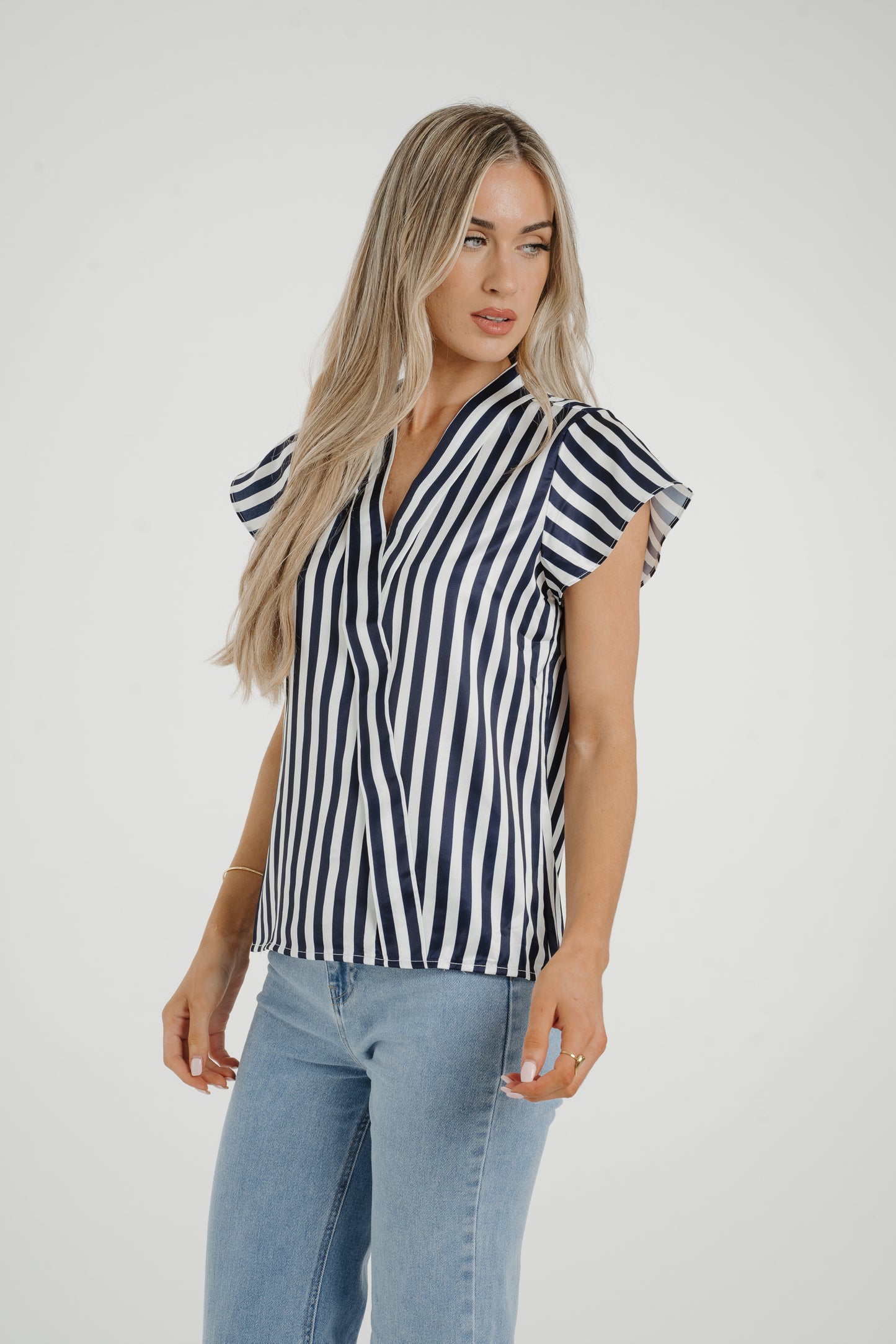 Maria Striped Blouse In Navy Mix