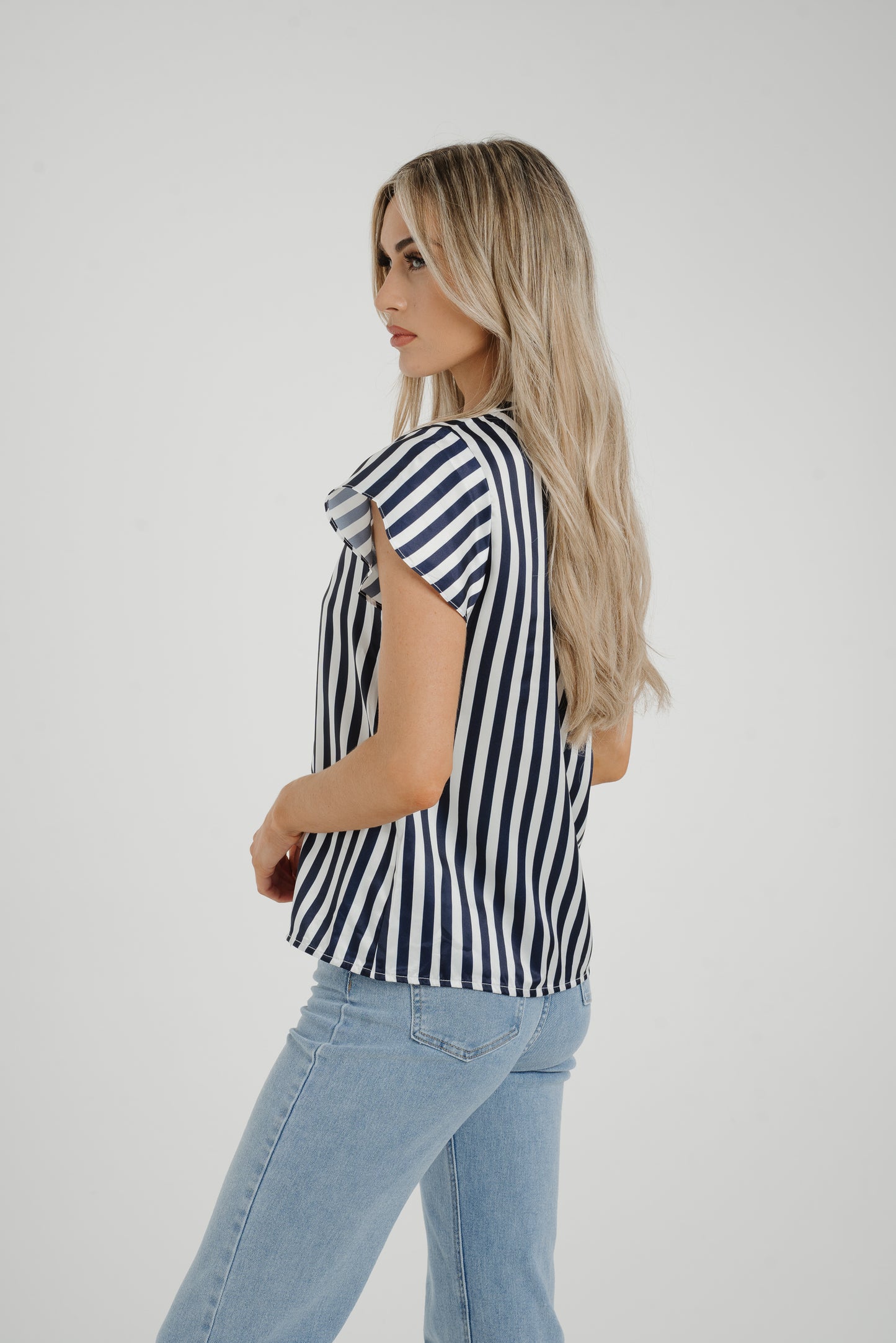 Maria Striped Blouse In Navy Mix