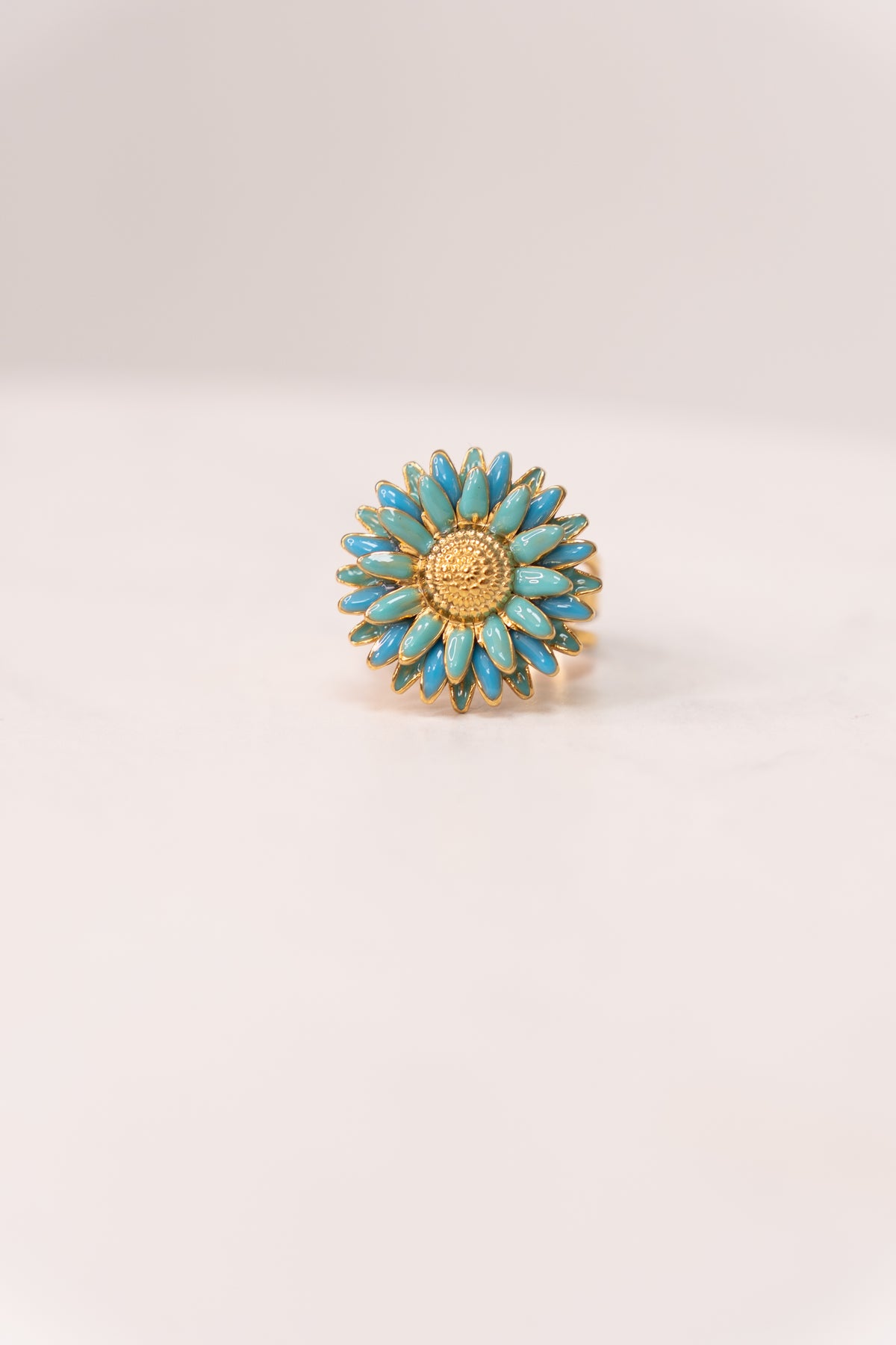 Olive Floral Ring In Turquoise