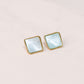 Olive Square Gemstone Earrings In Blue