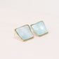 Olive Square Gemstone Earrings In Blue