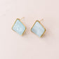Olive Square Gemstone Earrings In Blue