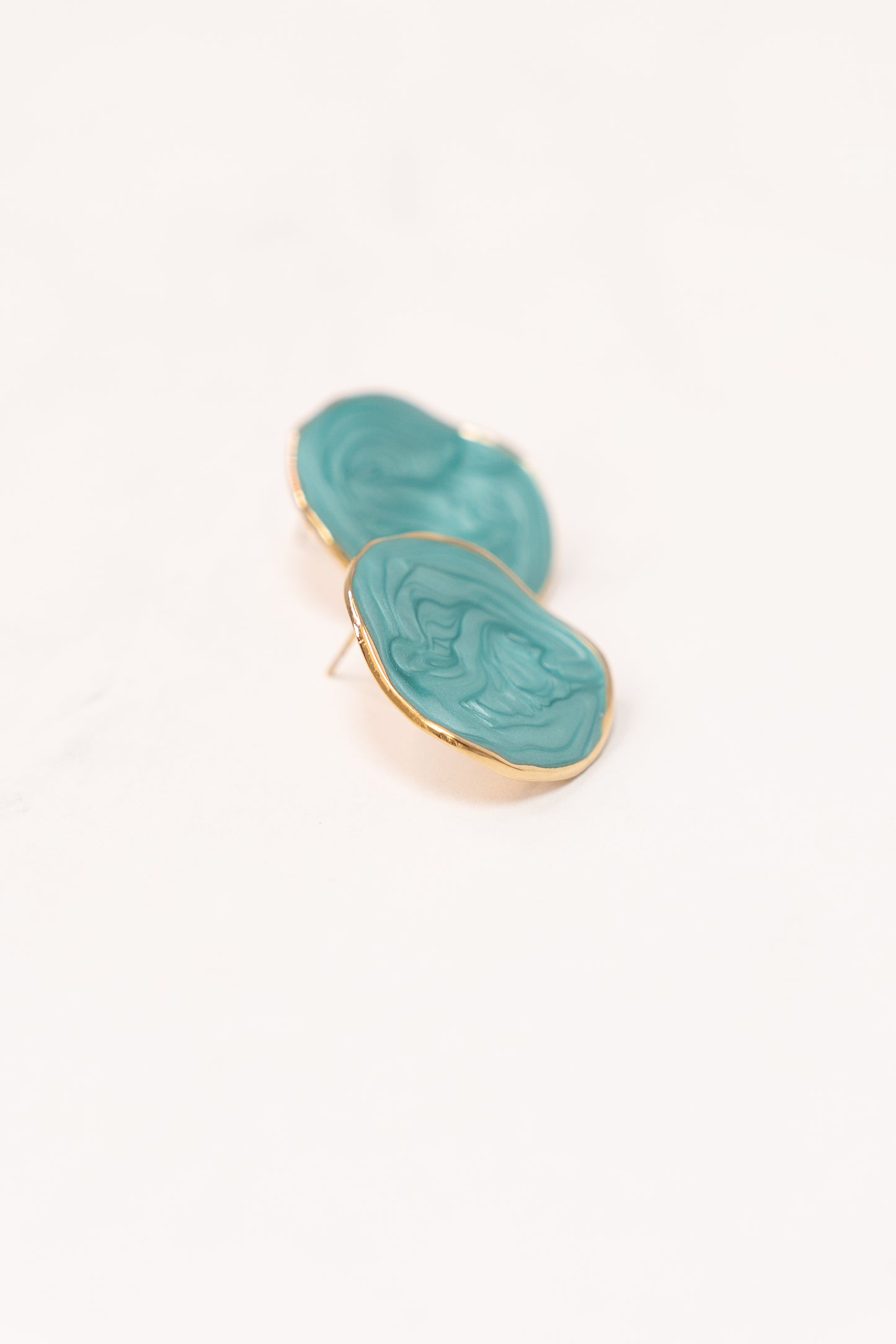 Olive Marbled Earrings In Turquoise