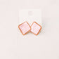 Olive Square Gemstone Earrings In Pink