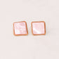 Olive Square Gemstone Earrings In Pink