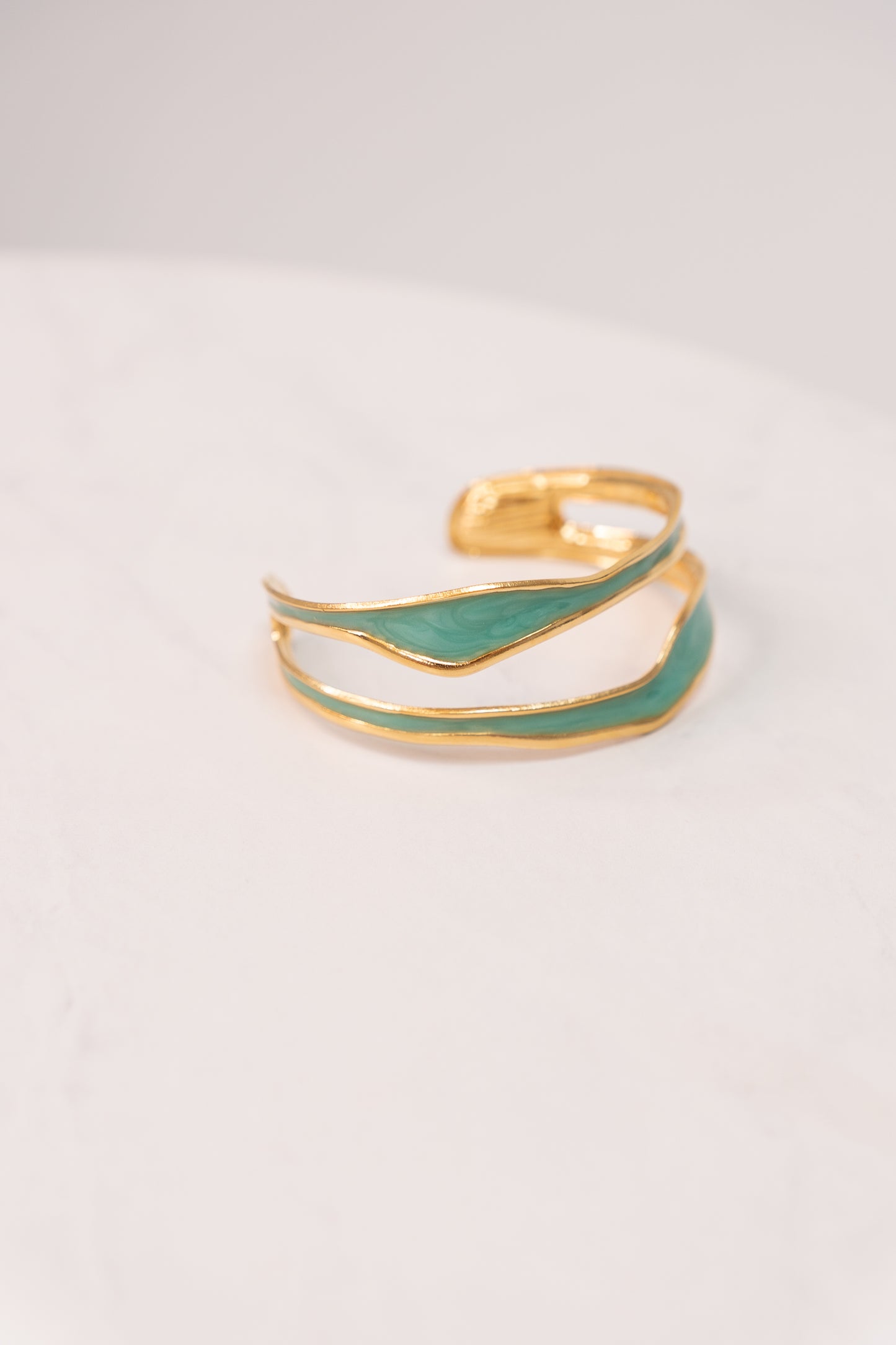 Olive Enamel Inset Bangle In Turquoise