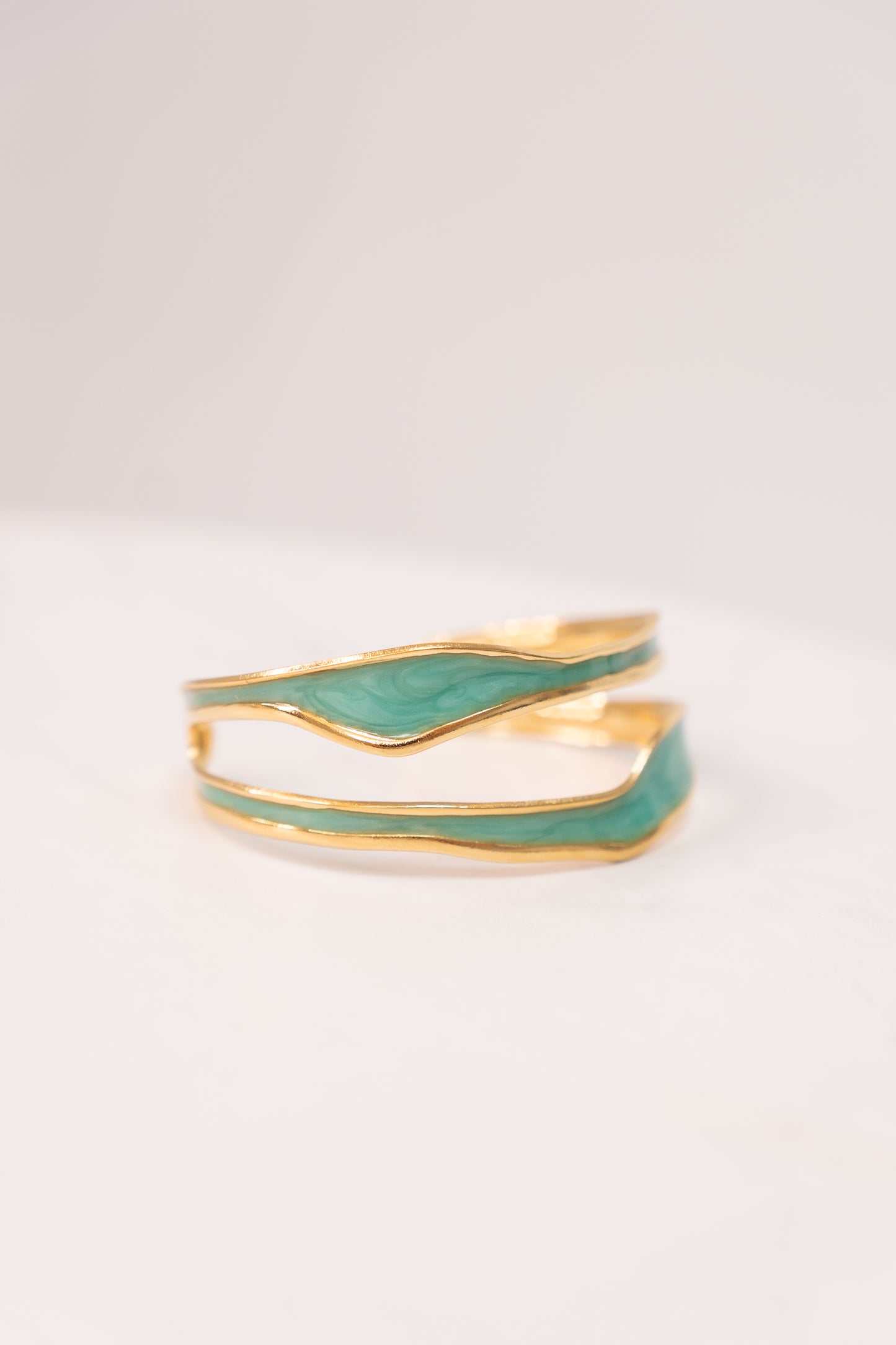 Olive Enamel Inset Bangle In Turquoise