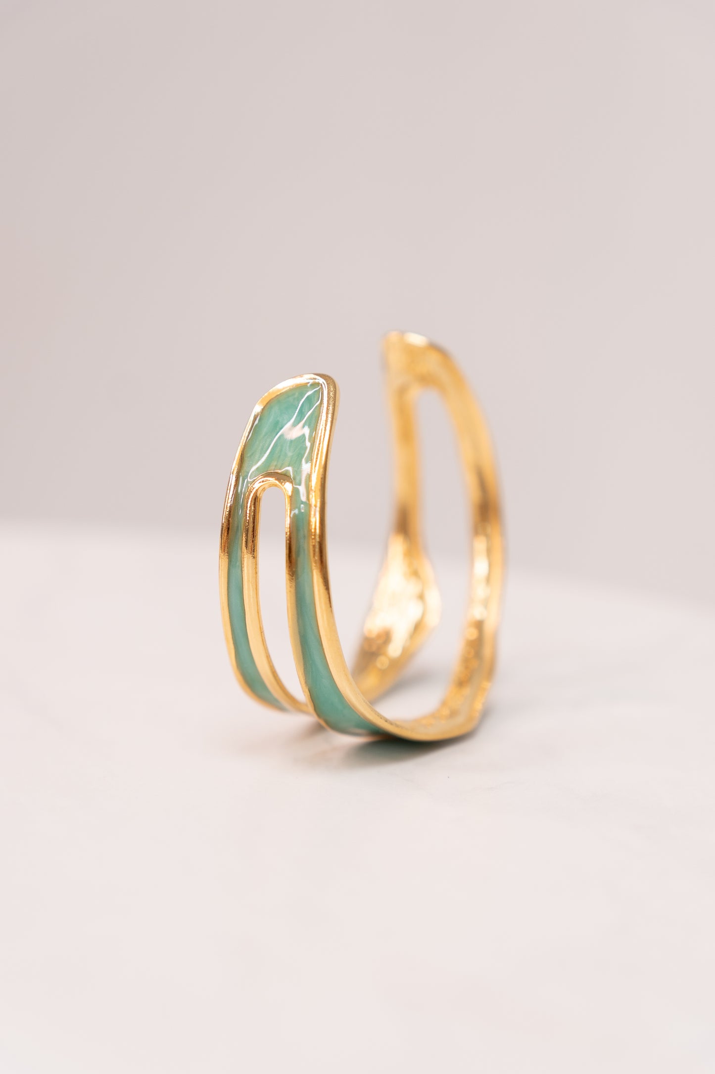 Olive Enamel Inset Bangle In Turquoise