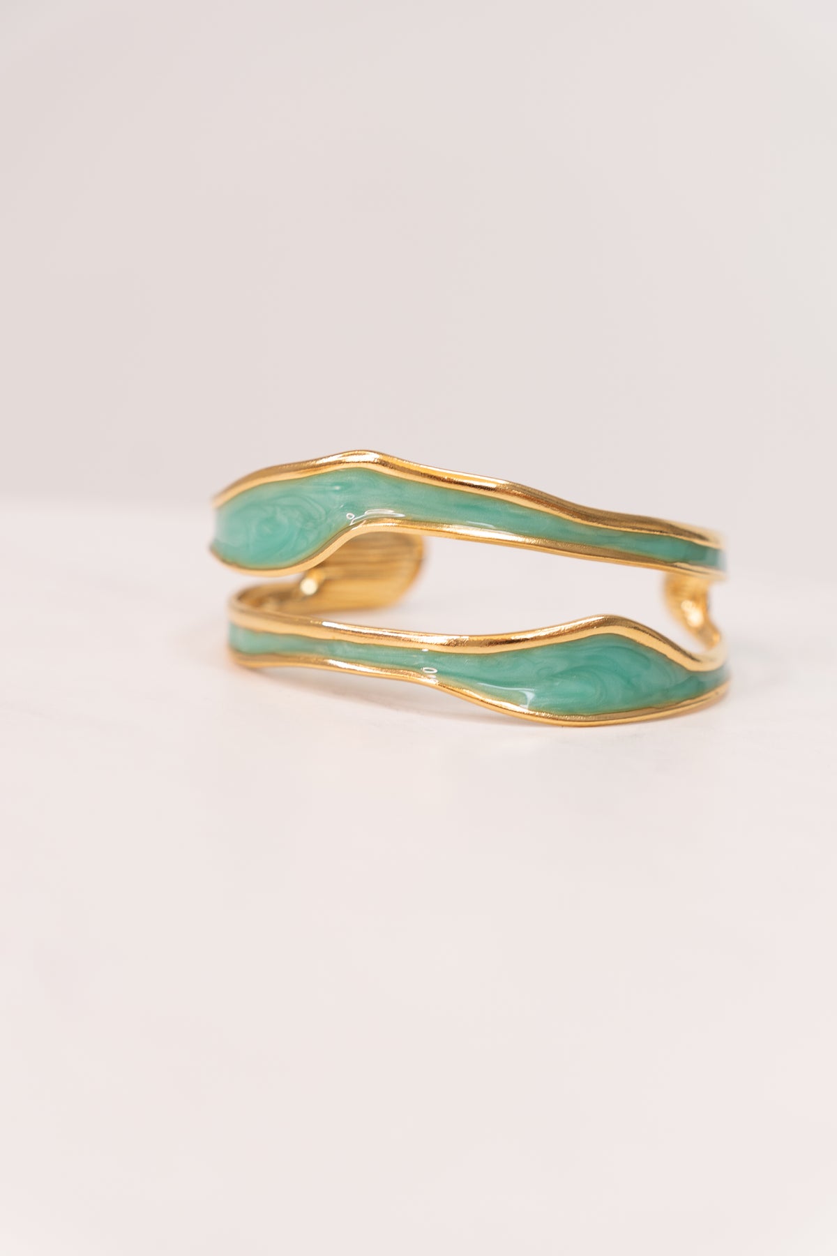 Olive Enamel Inset Bangle In Turquoise