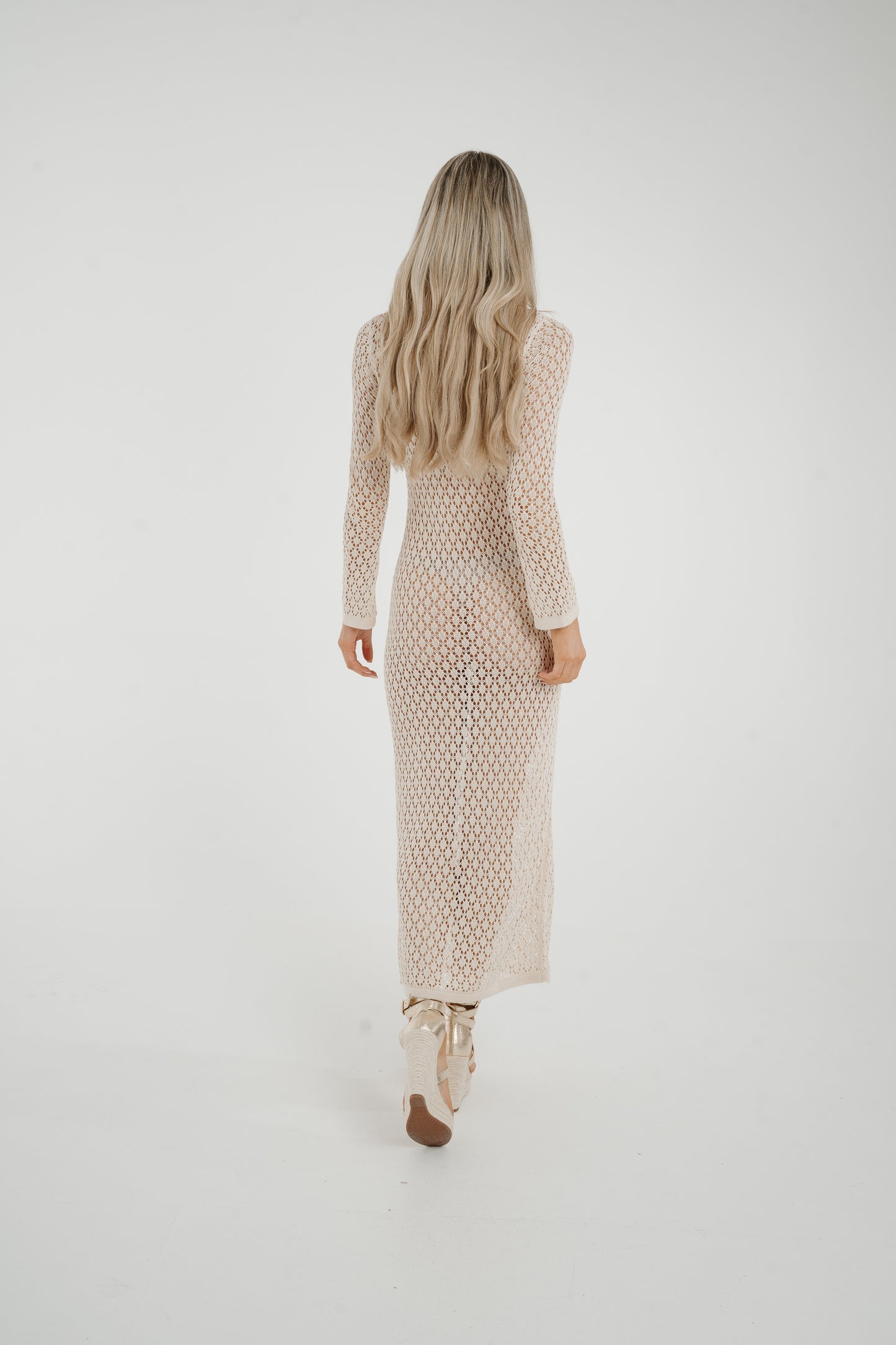 Elsa Crochet Maxi Dress In Neutral