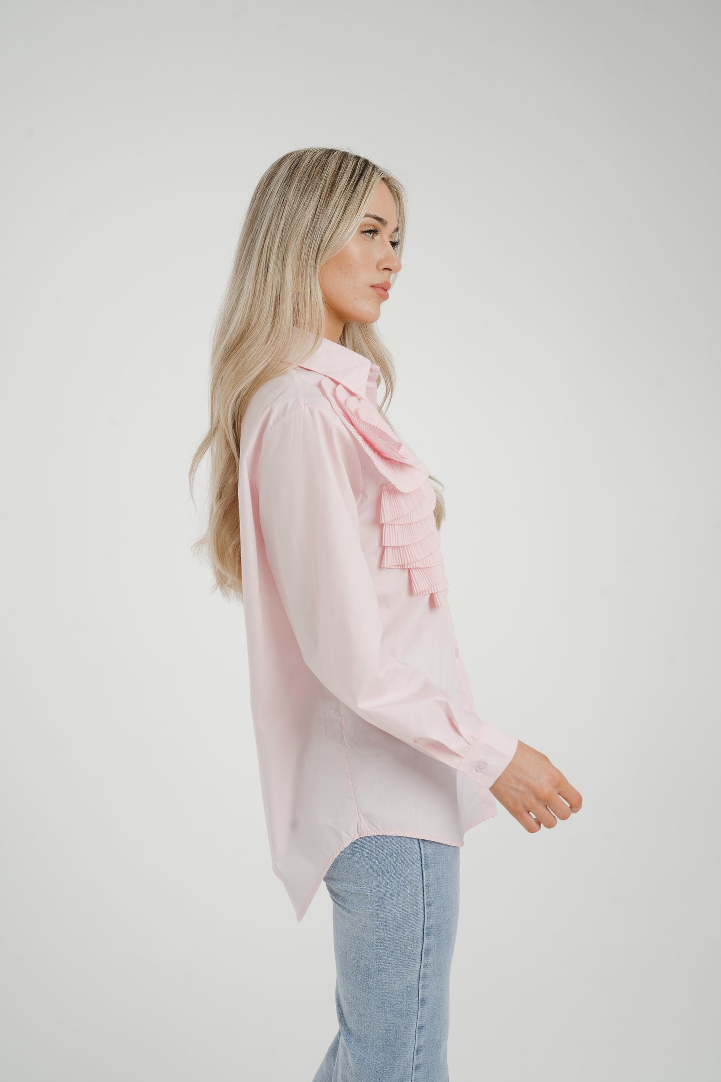 Flynn Pleated Flower Shirt In Pink