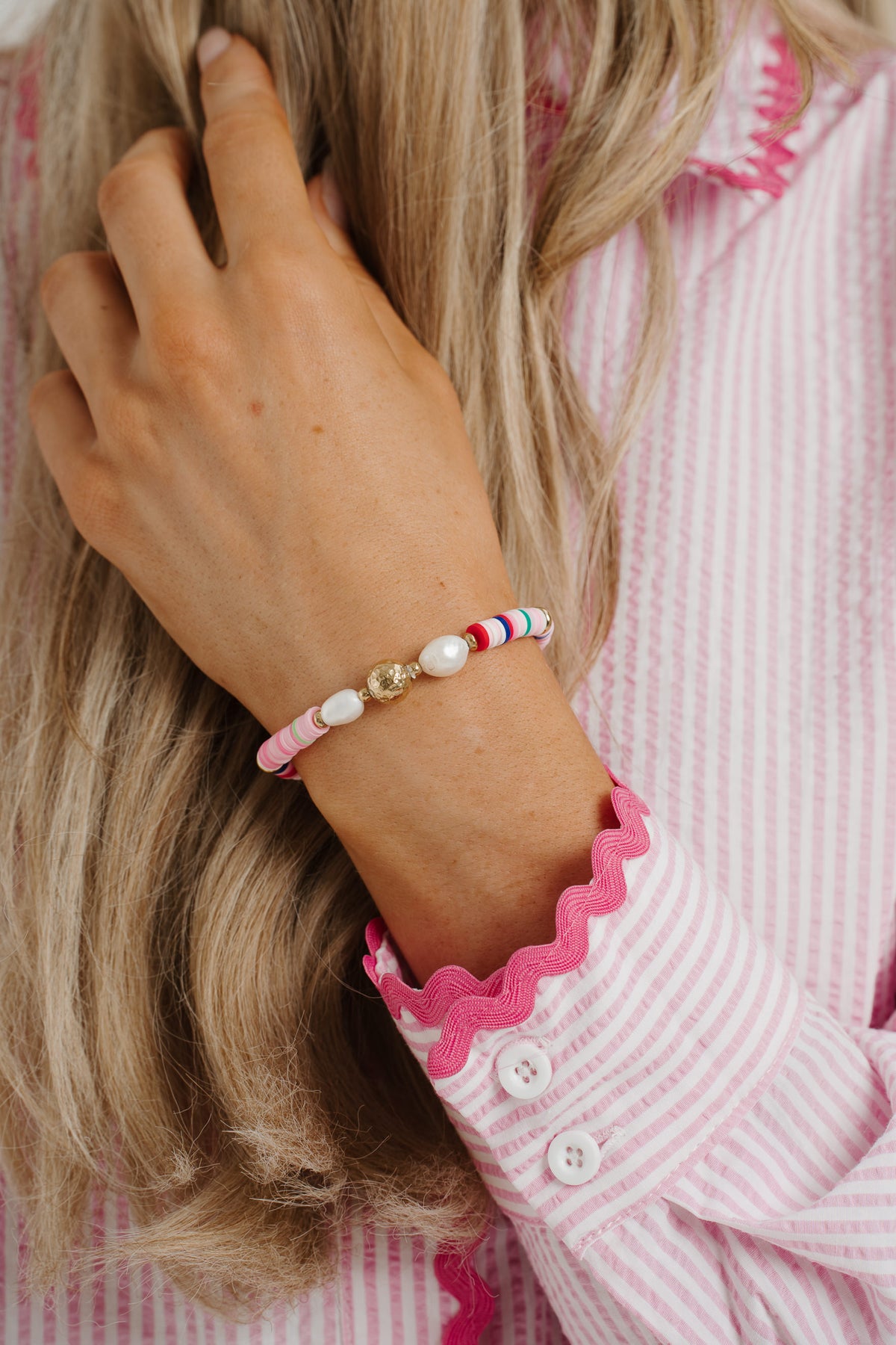 Polly Beaded Bracelet In Pink Mix
