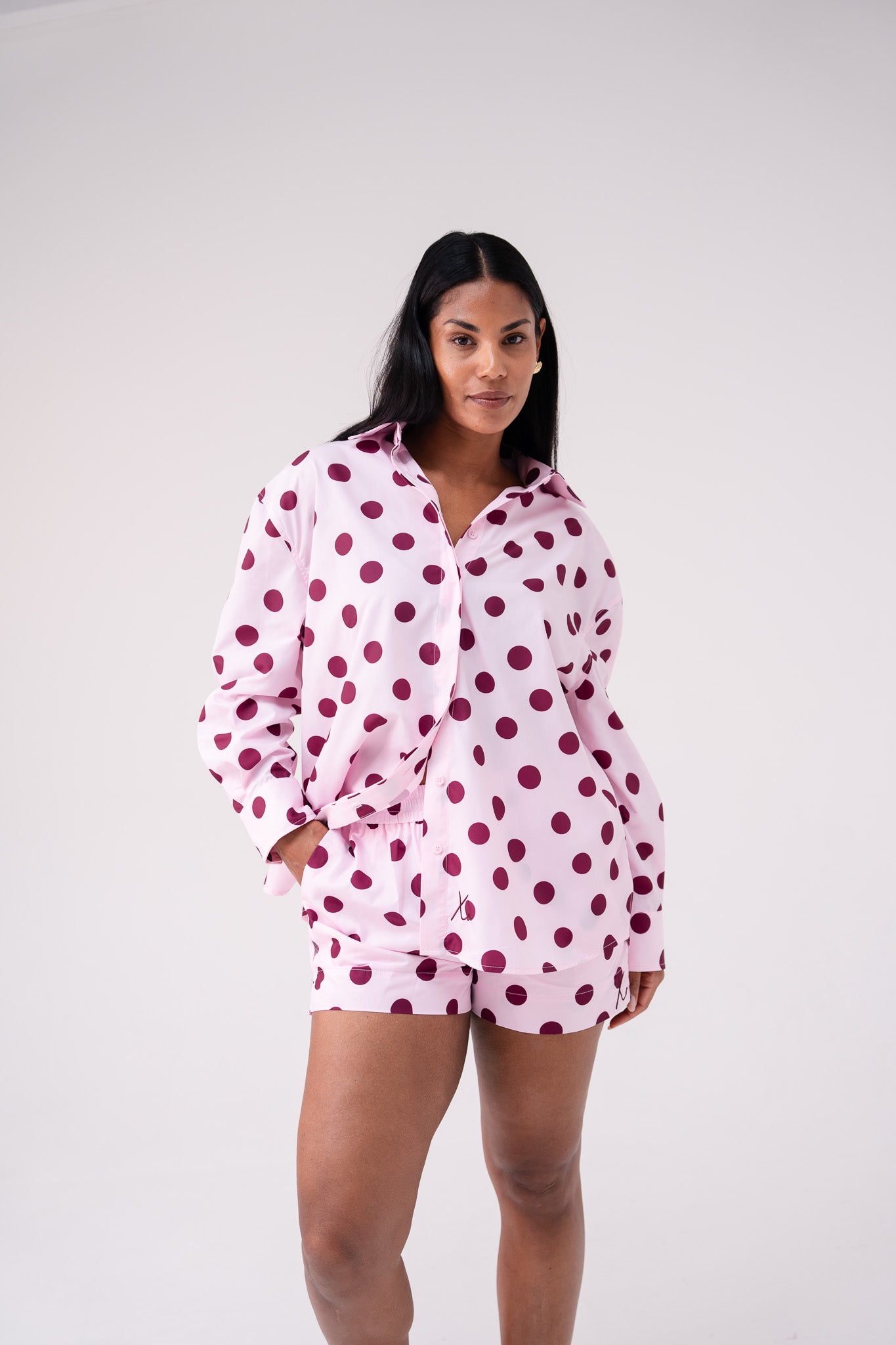 Love Laura Polka Dot Shirt In Pink